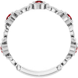 14K White Gold Natural Mozambique Garnet & .03 CTW Natural Diamond Leaf Ring