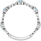 14K White Gold Natural Aquamarine & .03 CTW Natural Diamond Leaf Ring
