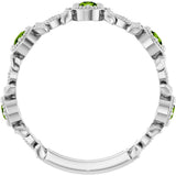 14K White Gold Natural Peridot & .03 CTW Natural Diamond Leaf Ring