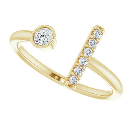 14K Yellow Gold 1/6 CTW Natural Diamond Bar Ring