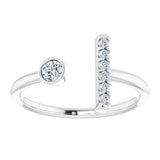 14K White 1/6 CTW Natural Diamond Bar Ring