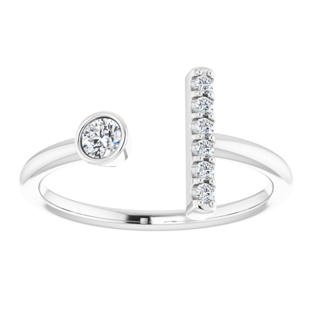 14K White Gold 1/6 CTW Natural Diamond Bar Ring
