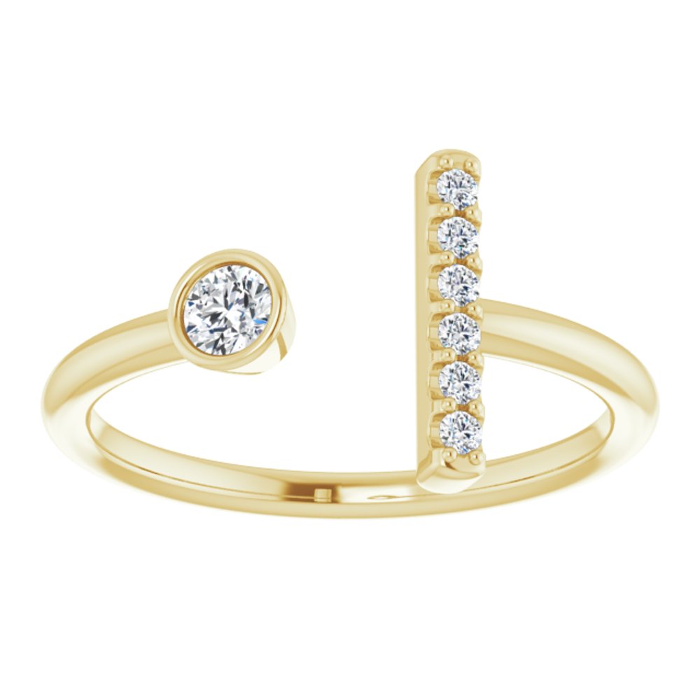 14K Yellow Gold 1/6 CTW Natural Diamond Bar Ring