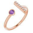 14K Rose Natural Amethyst & .05 CTW Natural Diamond Bar Ring