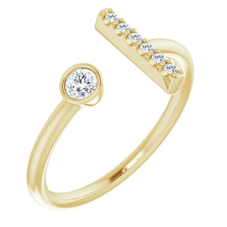 14K Yellow Gold 1/6 CTW Natural Diamond Bar Ring