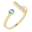 14K Yellow Gold Natural Aquamarine & .05 CTW Natural Diamond Bar Ring