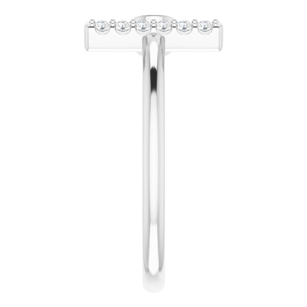 14K White 1/6 CTW Natural Diamond Bar Ring