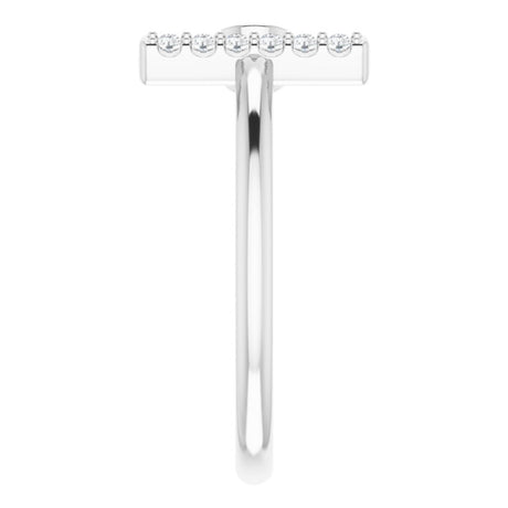 14K White 1/6 CTW Natural Diamond Bar Ring