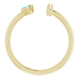 14K Yellow Gold Natural Aquamarine & .05 CTW Natural Diamond Bar Ring