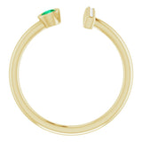 14K Yellow Gold Lab-Grown Emerald & .05 CTW Natural Diamond Bar Ring