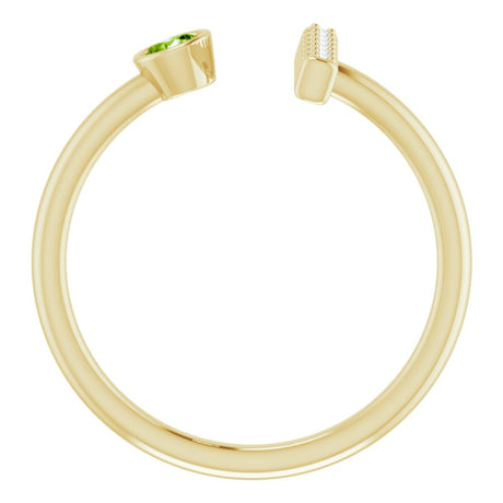 14K Yellow Gold Natural Peridot & .05 CTW Natural Diamond Bar Ring