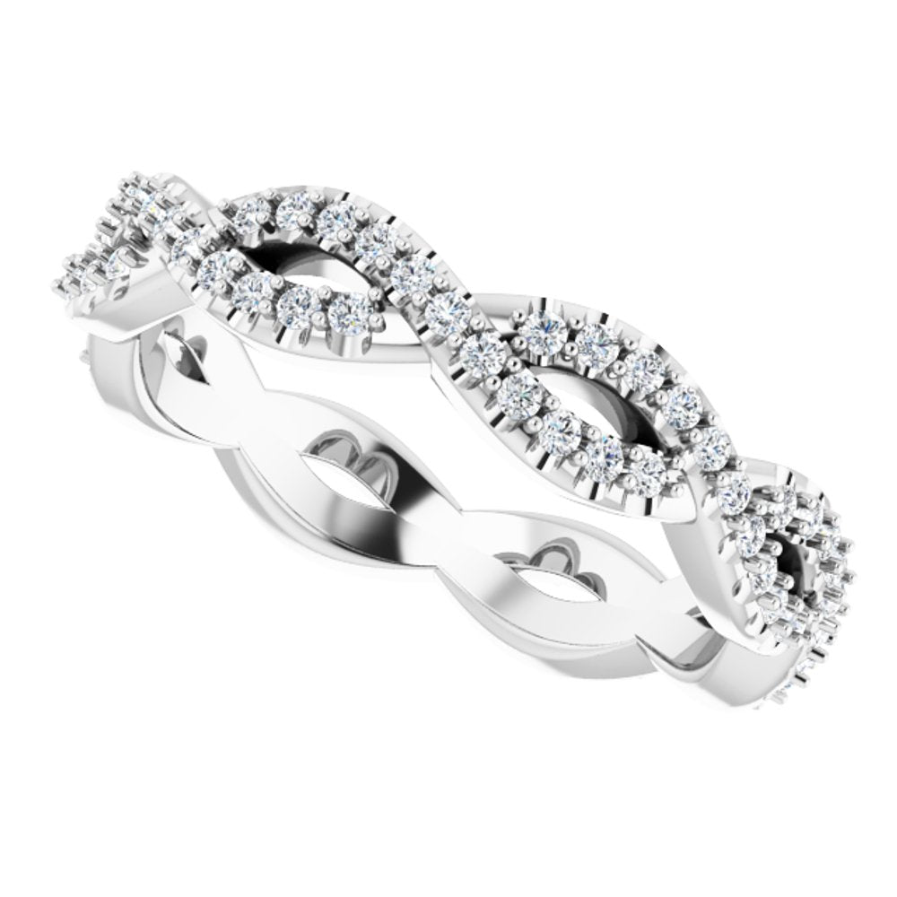 14K White 1/3 CTW Natural Diamond Infinity-Inspired Eternity Band