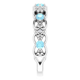 14K White Gold Natural Aquamarine & .02 CTW Natural Diamond Scroll Ring