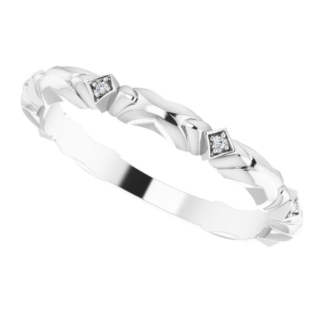 14K White .02 CTW Natural Diamond Anniversary Band