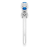 14K White Gold Natural Blue Sapphire Bezel-Set Ring