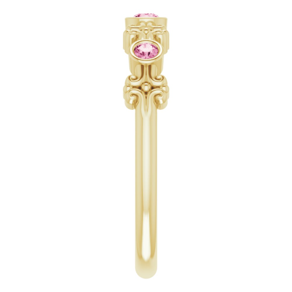 14K Yellow Gold Natural Pink Tourmaline Bezel-Set Ring