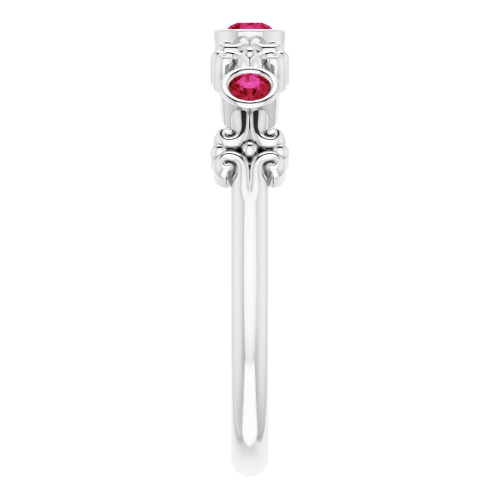 14K White Gold Natural Ruby Bezel-Set Ring