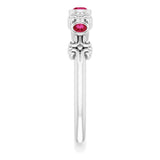 14K White Gold Natural Ruby Bezel-Set Ring
