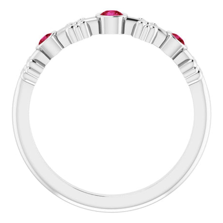 14K White Gold Natural Ruby Bezel-Set Ring