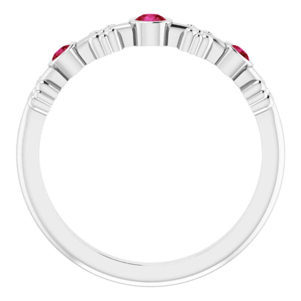 14K White Gold Natural Ruby Bezel-Set Ring