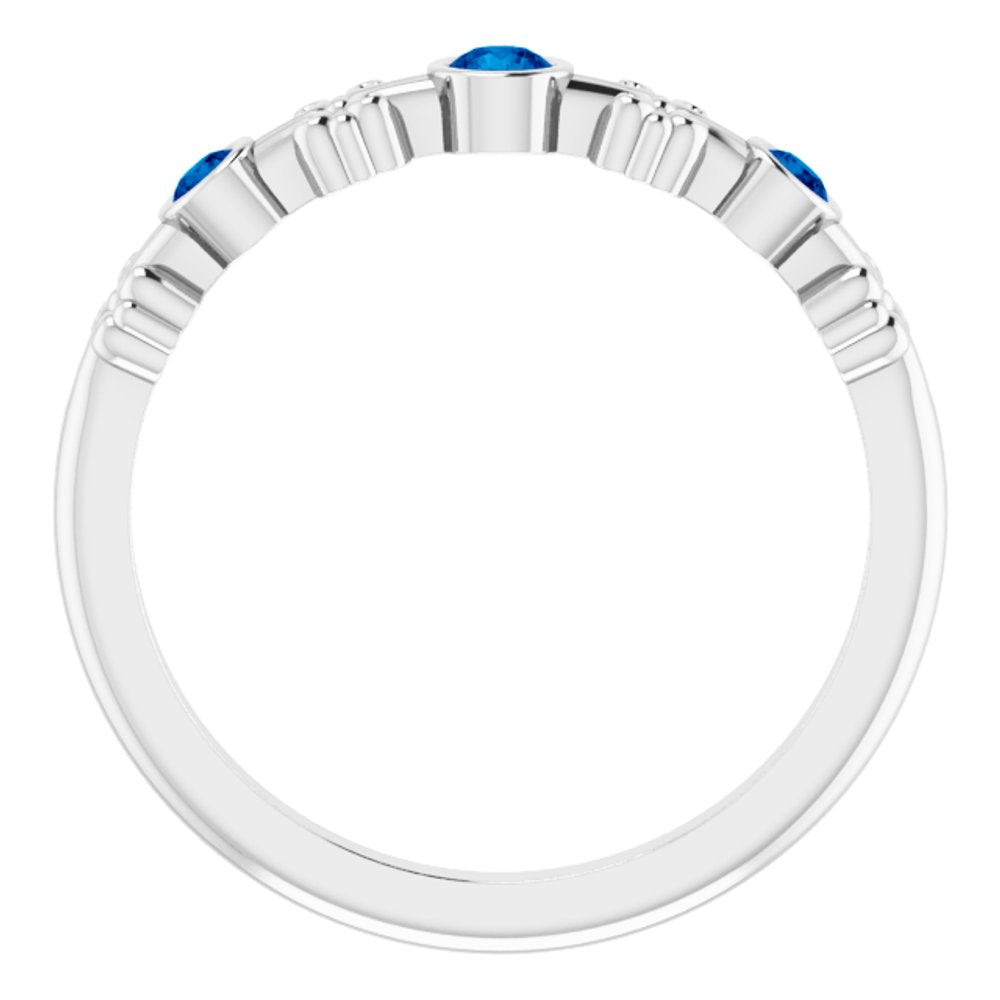 14K White Gold Natural Blue Sapphire Bezel-Set Ring