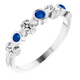 14K White Gold Natural Blue Sapphire Bezel-Set Ring