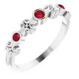 14K White Natural Ruby Bezel-Set Ring