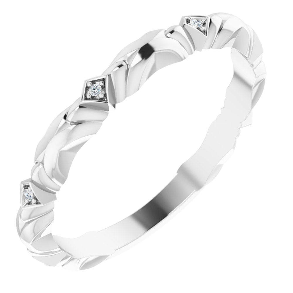 14K White .02 CTW Natural Diamond Anniversary Band