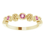 14K Yellow Gold Natural Pink Tourmaline Bezel-Set Ring