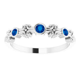 14K White Gold Natural Blue Sapphire Bezel-Set Ring