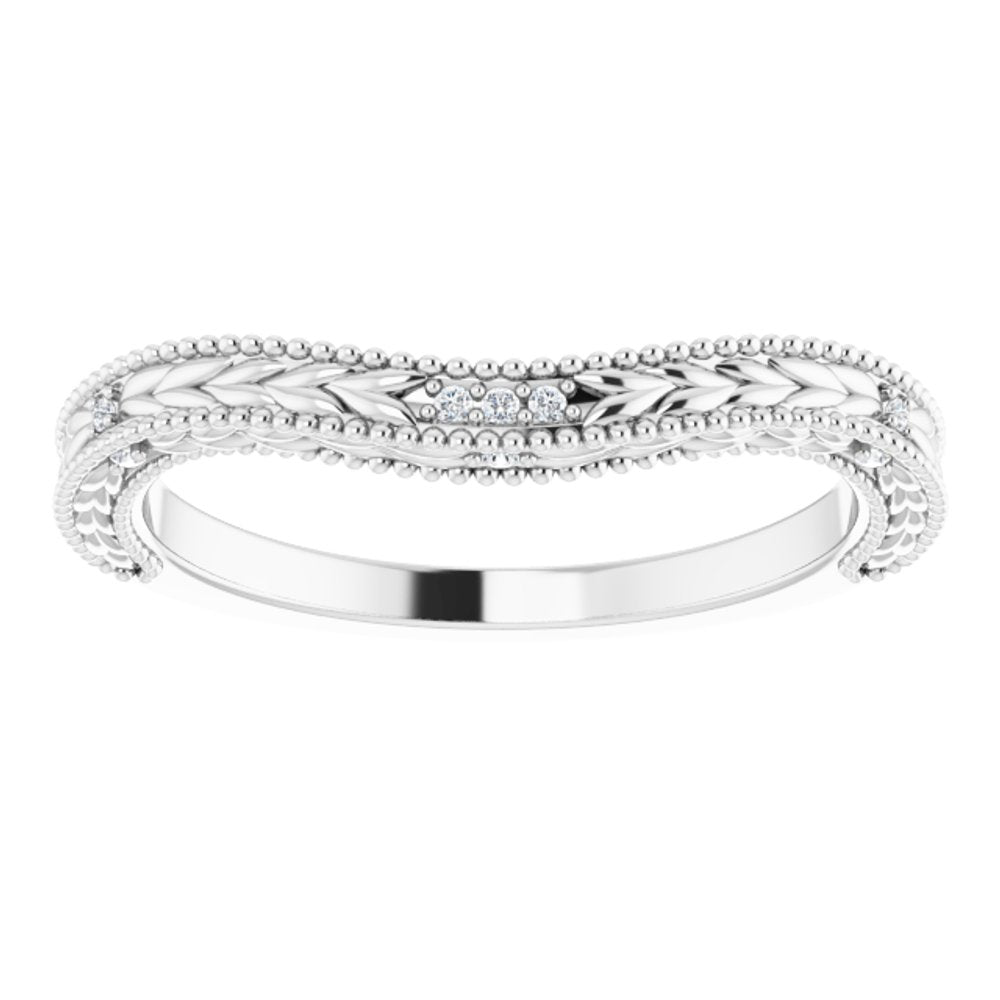 14K White .03 CTW Natural Diamond Contour Band