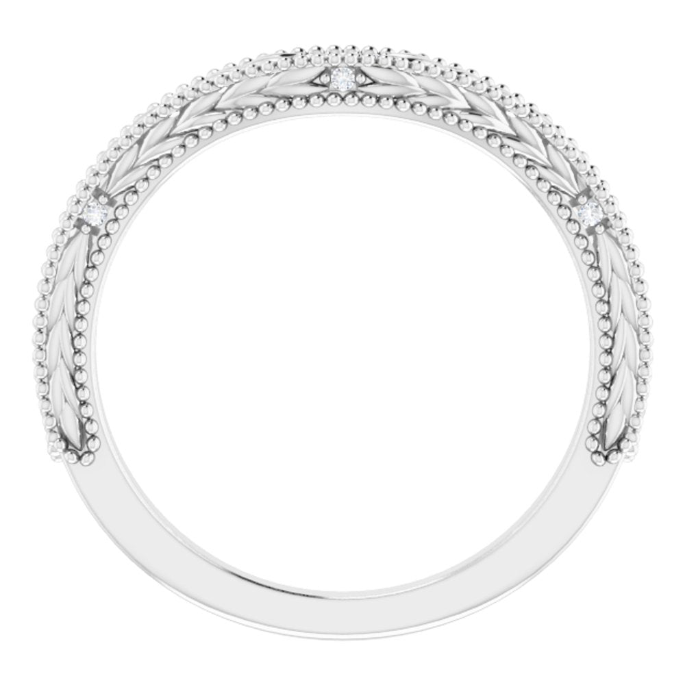 14K White .03 CTW Natural Diamond Contour Band