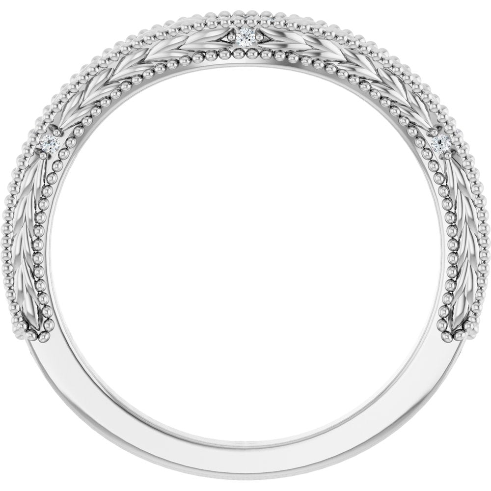 14K White Gold .03 CTW Natural Diamond Contour Band
