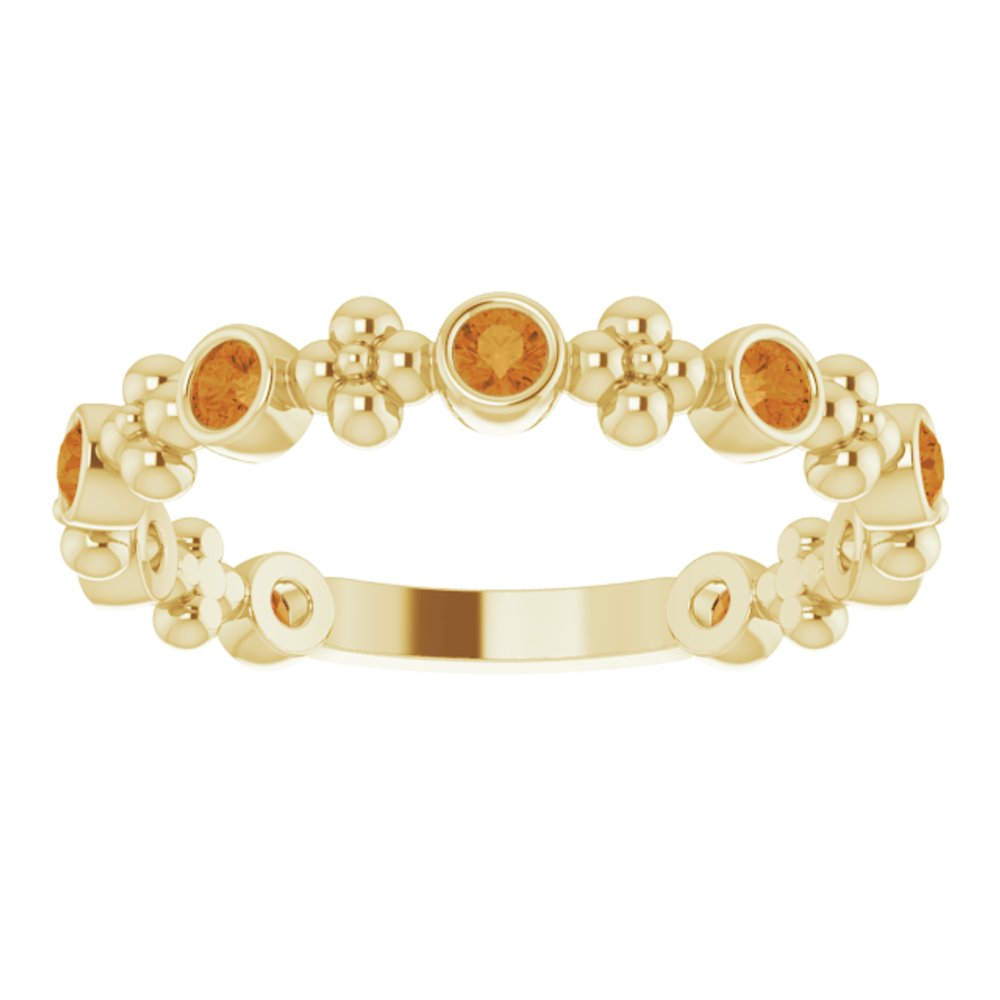 14K Yellow Gold Natural Citrine Beaded Ring