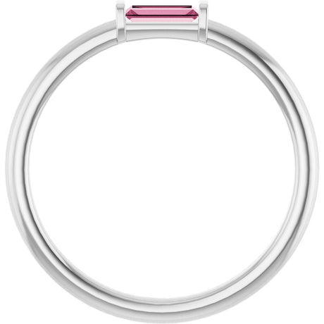 Sterling Silver Natural Pink Tourmaline Stackable Ring