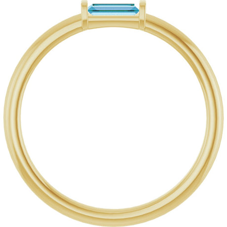 14K Yellow Gold Natural Swiss Blue Topaz Stackable Ring