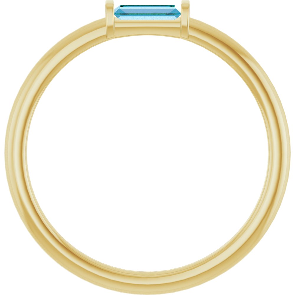 14K Yellow Gold Natural Swiss Blue Topaz Stackable Ring