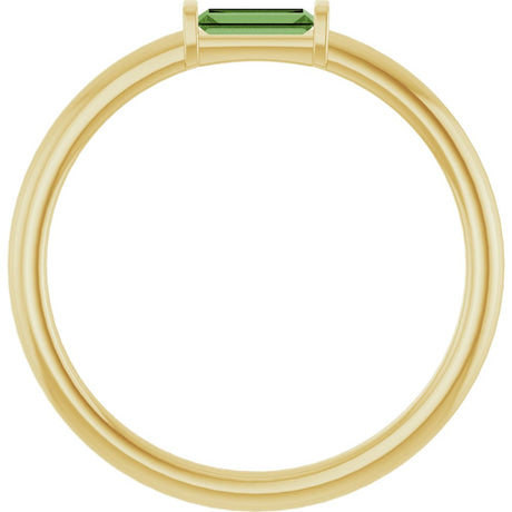 14K Yellow Natural Green Tourmaline Stackable Ring