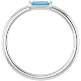 14K White Gold Natural Sky Blue Topaz Stackable Ring