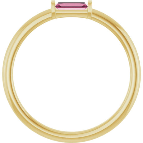 14K Yellow Gold Natural Pink Tourmaline Stackable Ring