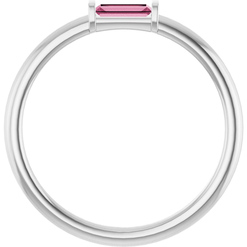 Sterling Silver Natural Pink Tourmaline Stackable Ring