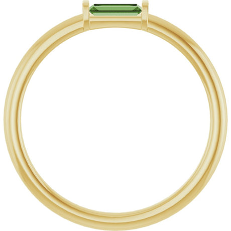 14K Yellow Gold Natural Green Tourmaline Stackable Ring