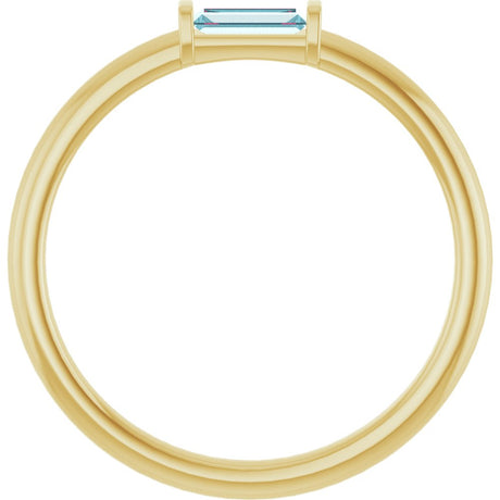 14K Yellow Gold Natural Sky Blue Topaz Stackable Ring