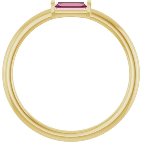 14K Yellow Gold Natural Pink Tourmaline Stackable Ring