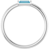 14K White Gold Natural Sky Blue Topaz Stackable Ring