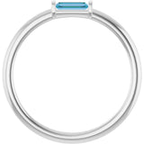 14K White Gold Natural Sky Blue Topaz Stackable Ring