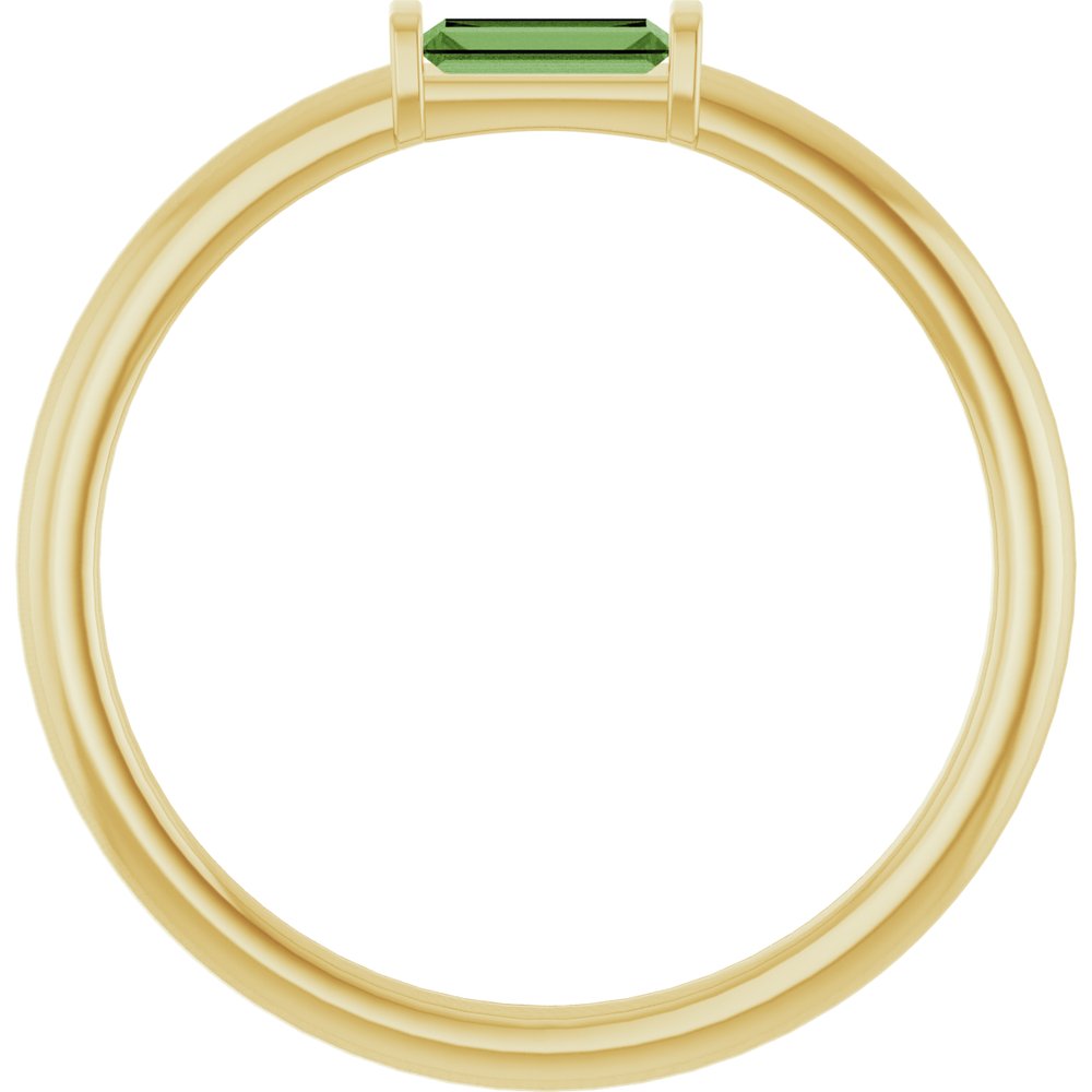14K Yellow Natural Green Tourmaline Stackable Ring