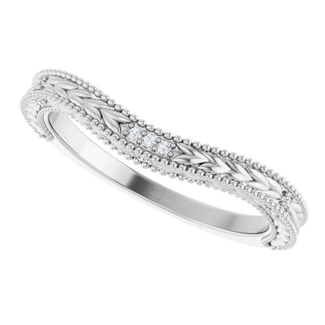 14K White Gold .03 CTW Natural Diamond Contour Band