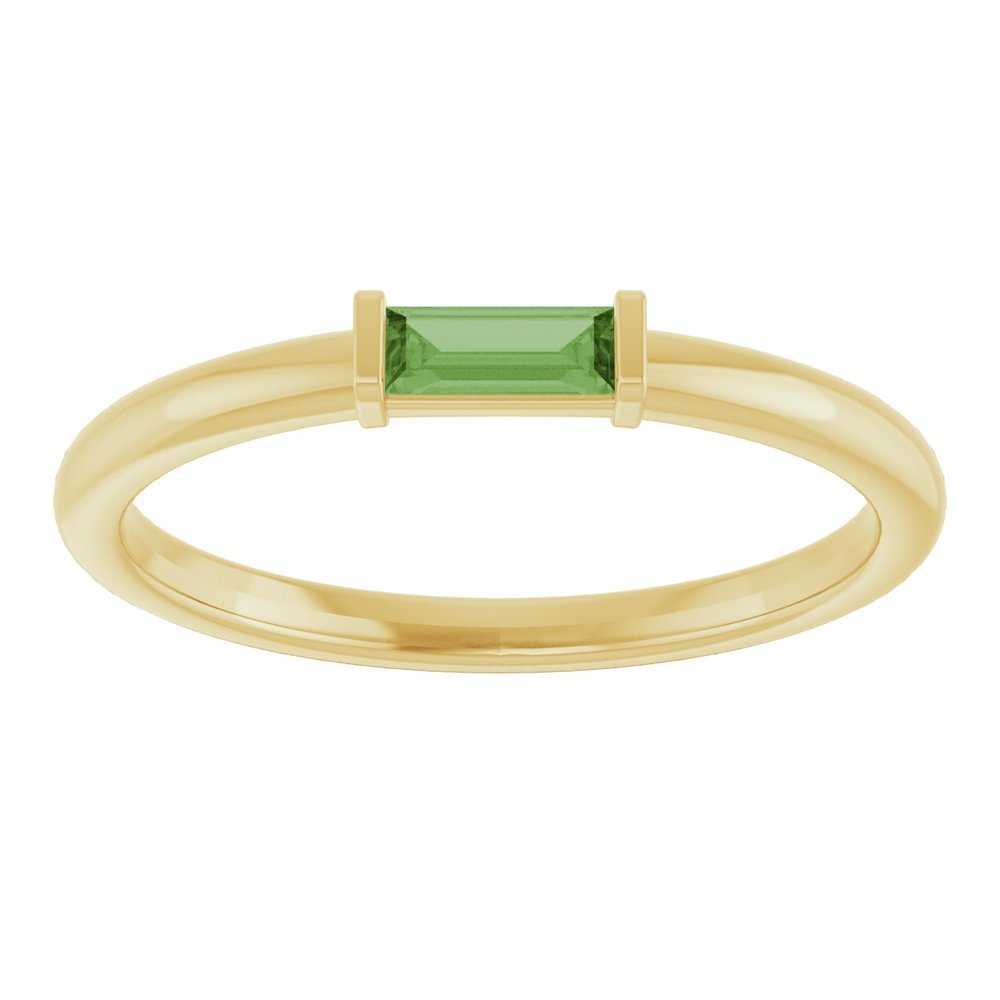 14K Yellow Natural Green Tourmaline Stackable Ring