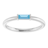 14K White Natural Sky Blue Topaz Stackable Ring